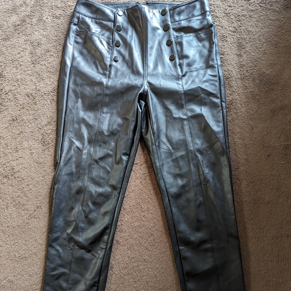 J. McLaughlin Black Faux Leather Pants size 6